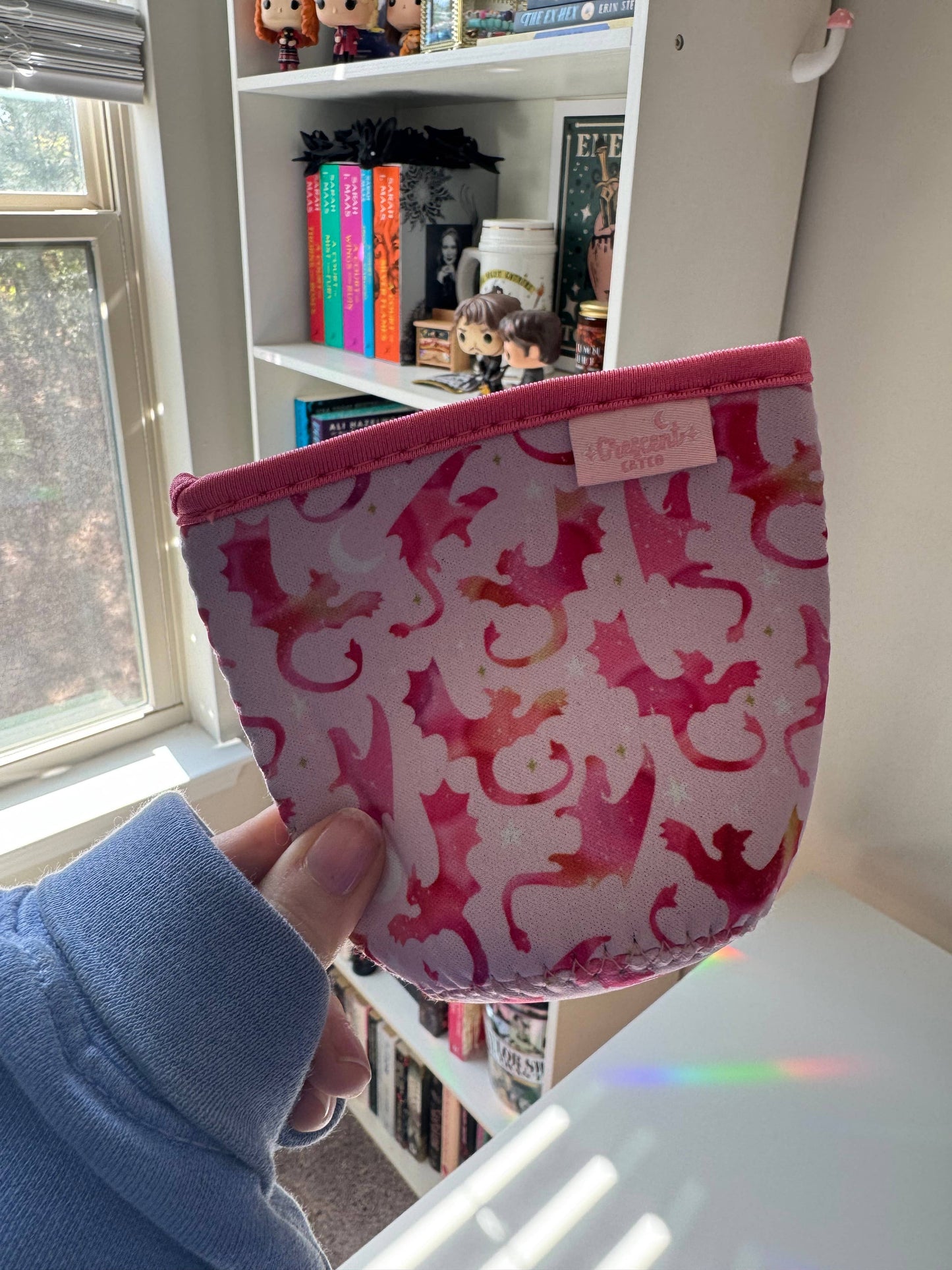 Pink Dragon Rider Bookish Iced Coffee Drink Sleeve