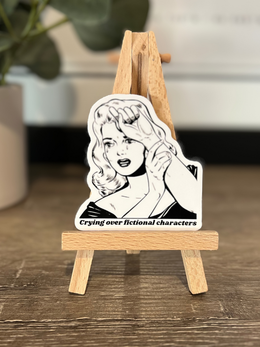 Crying Over Fictional Characters Retro Sticker