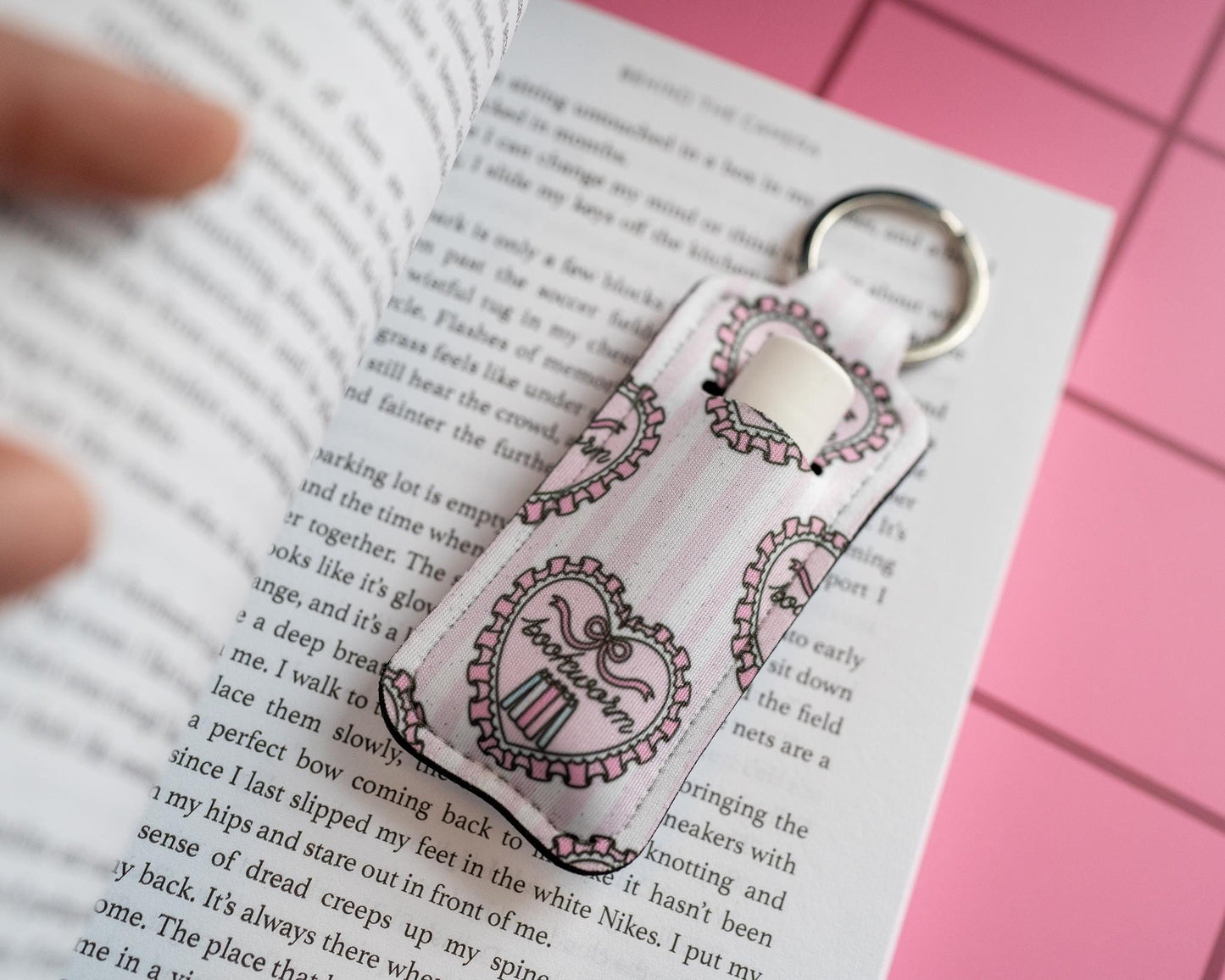 Bookish Lip Balm Holder Keychain: Bookworm Book Lover, Gift for Reader, Girlhood, Coquette