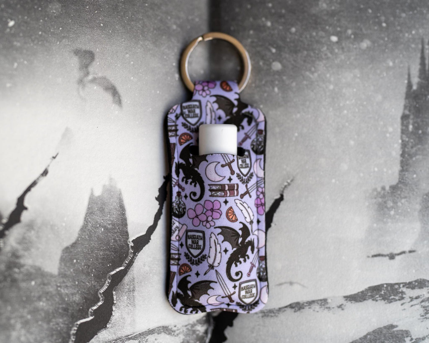 Dragon Fantasy Bookish Lip Balm Holder Keychain β Stylish & Practical Accessory - Bookish Gifts