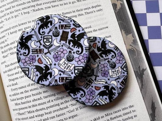 Fantasy Dragon Car Coasters: Ceramic Set of 2 - Car Lover Gift