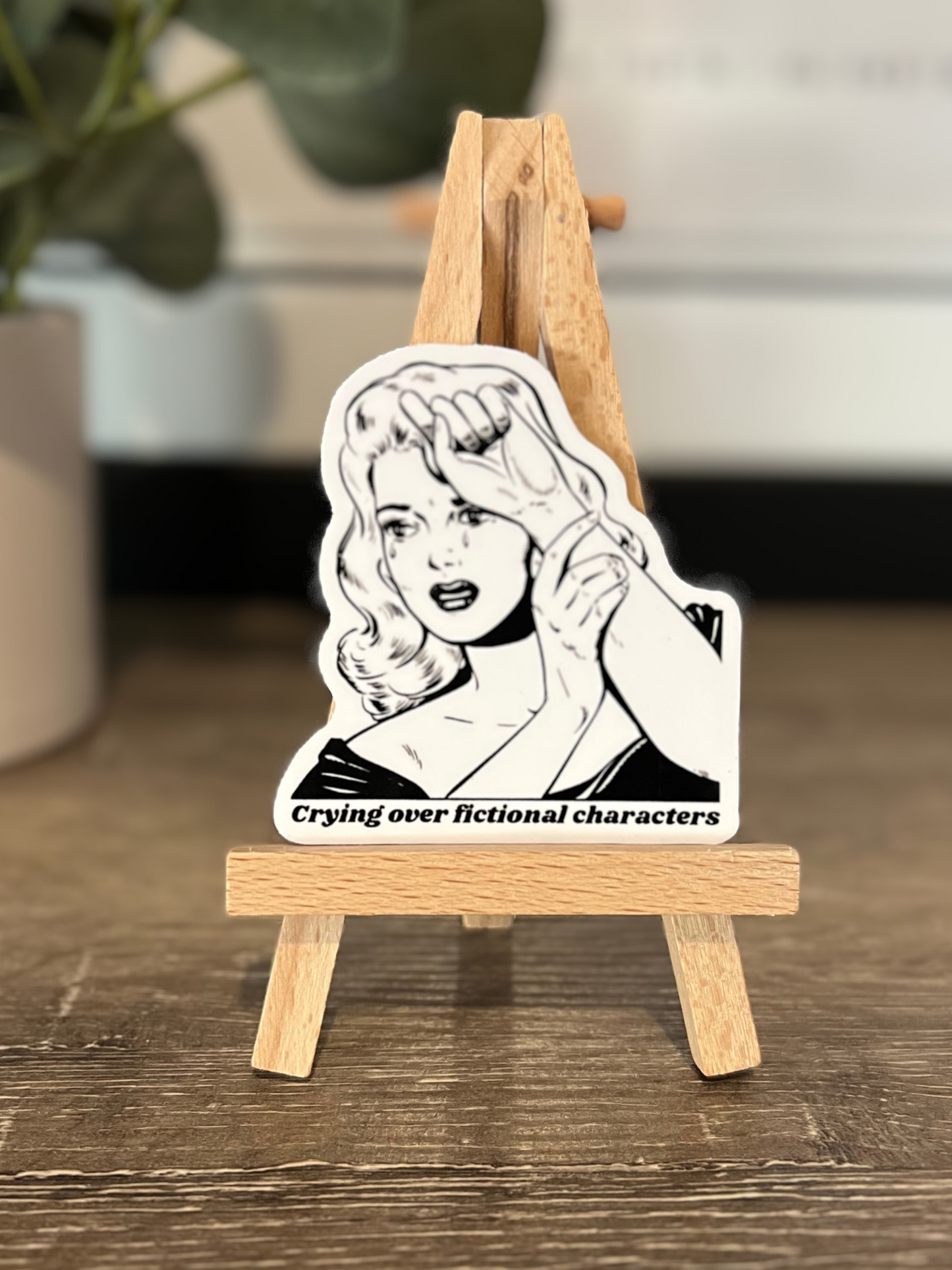 Crying Over Fictional Characters Retro Sticker