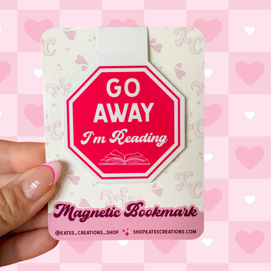 Go Away I'm Reading Stop Sign Magnetic Bookmark