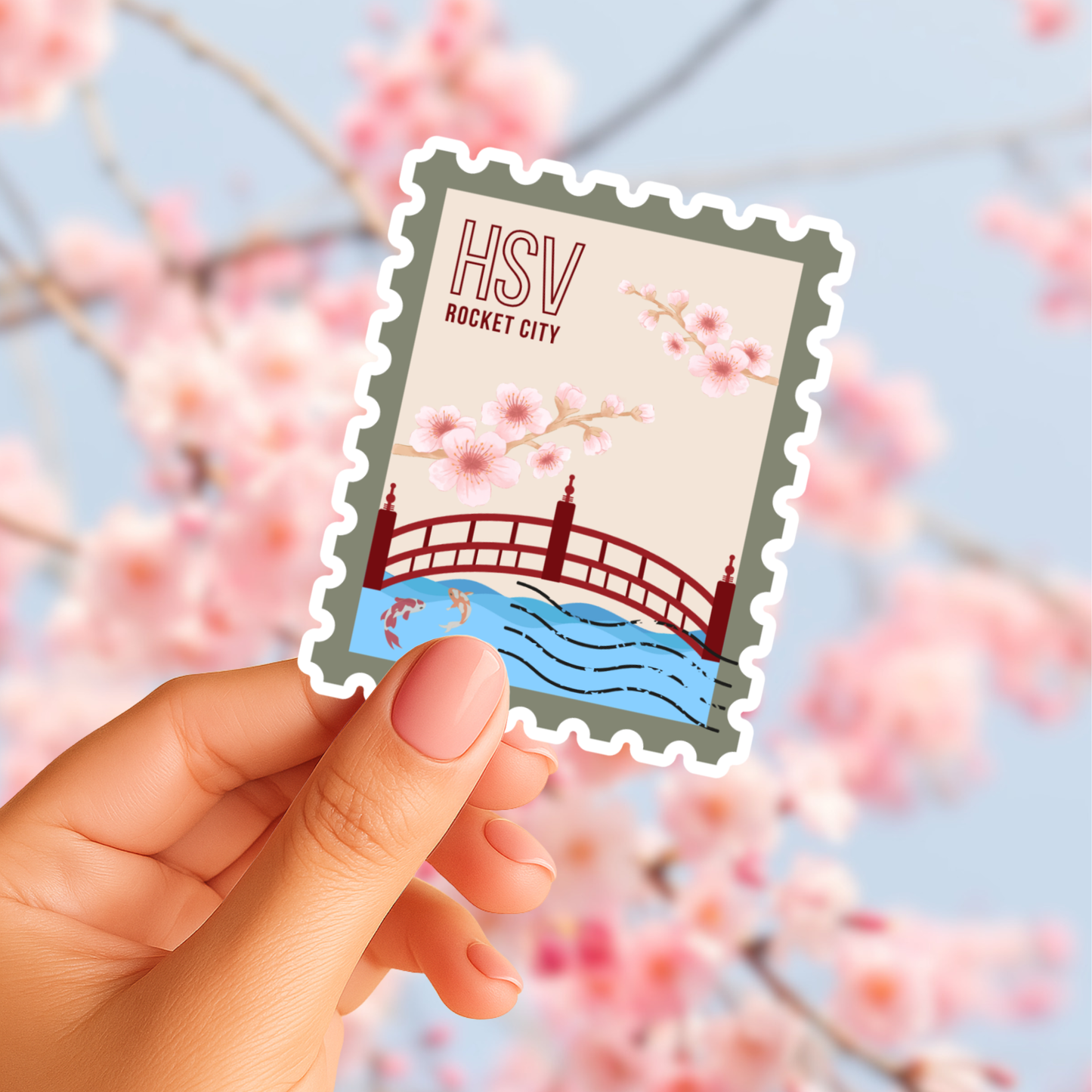 Rocket City Huntsville HSV Big Spring Park Stamp Sticker