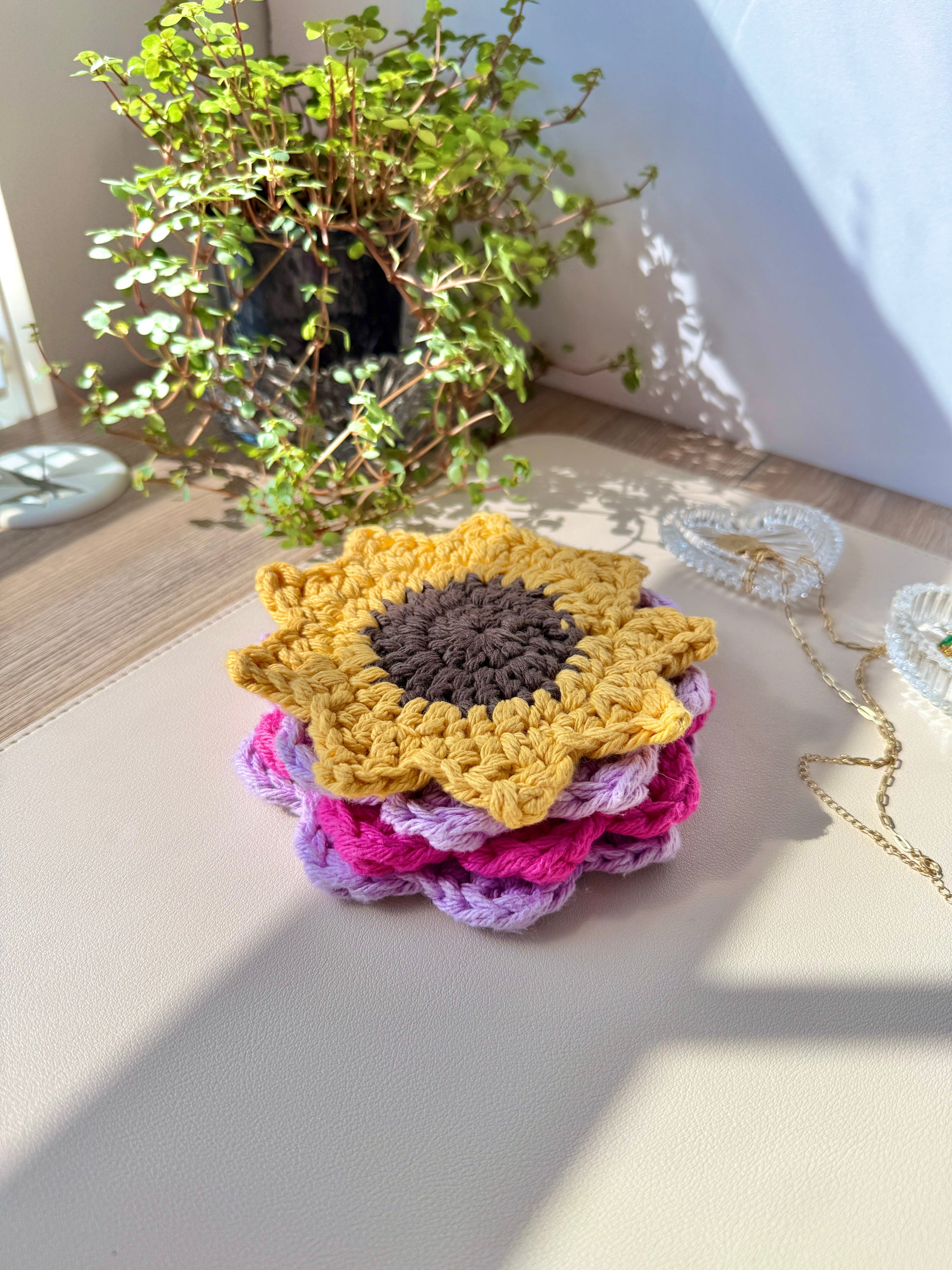 Daisy Crocheted Coaster