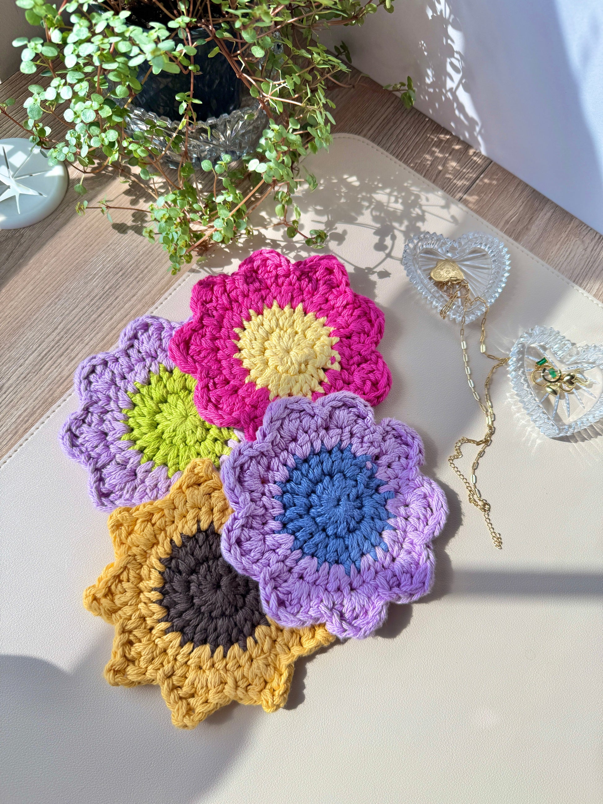 Daisy Crocheted Coaster