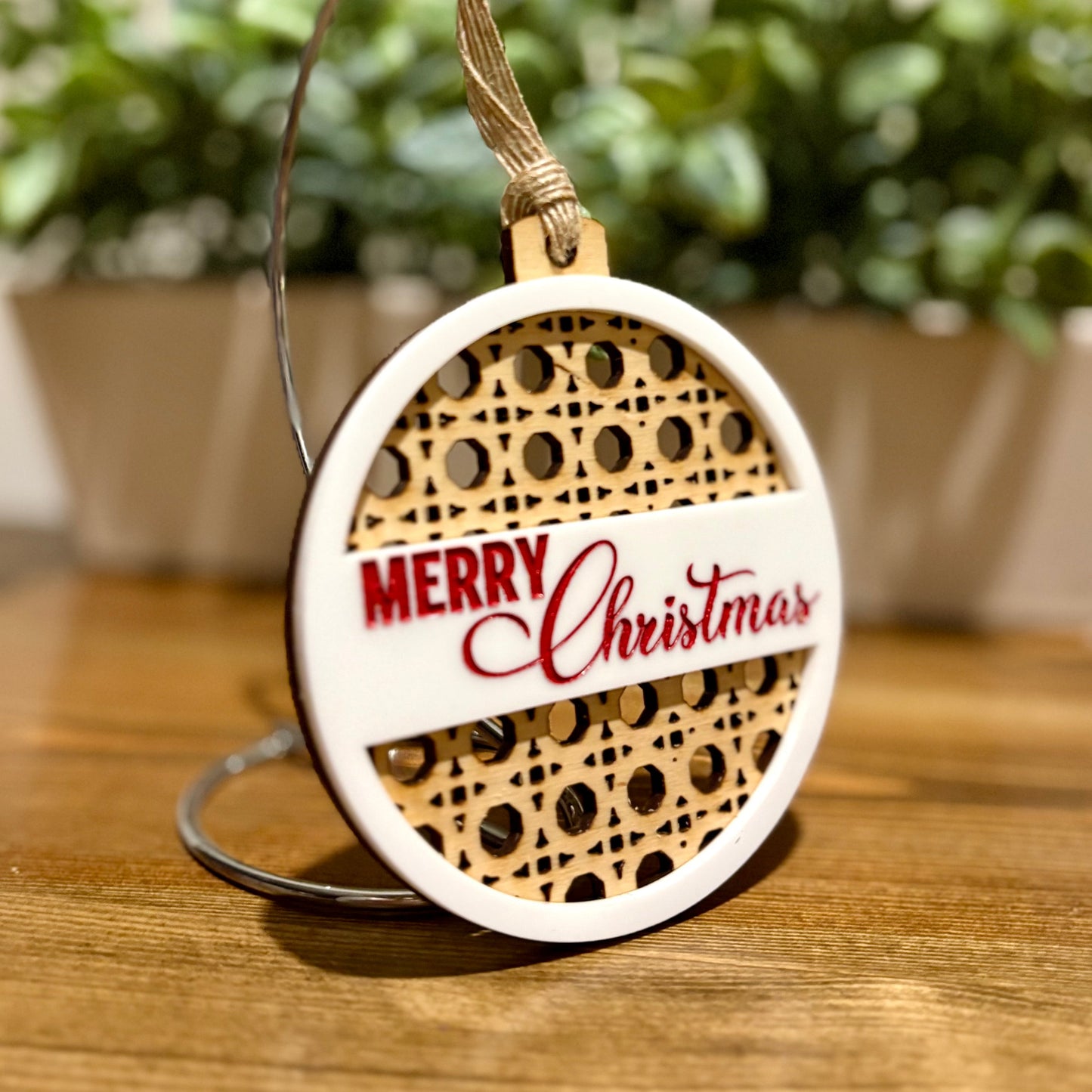 Rattan Merry Christmas Ornament