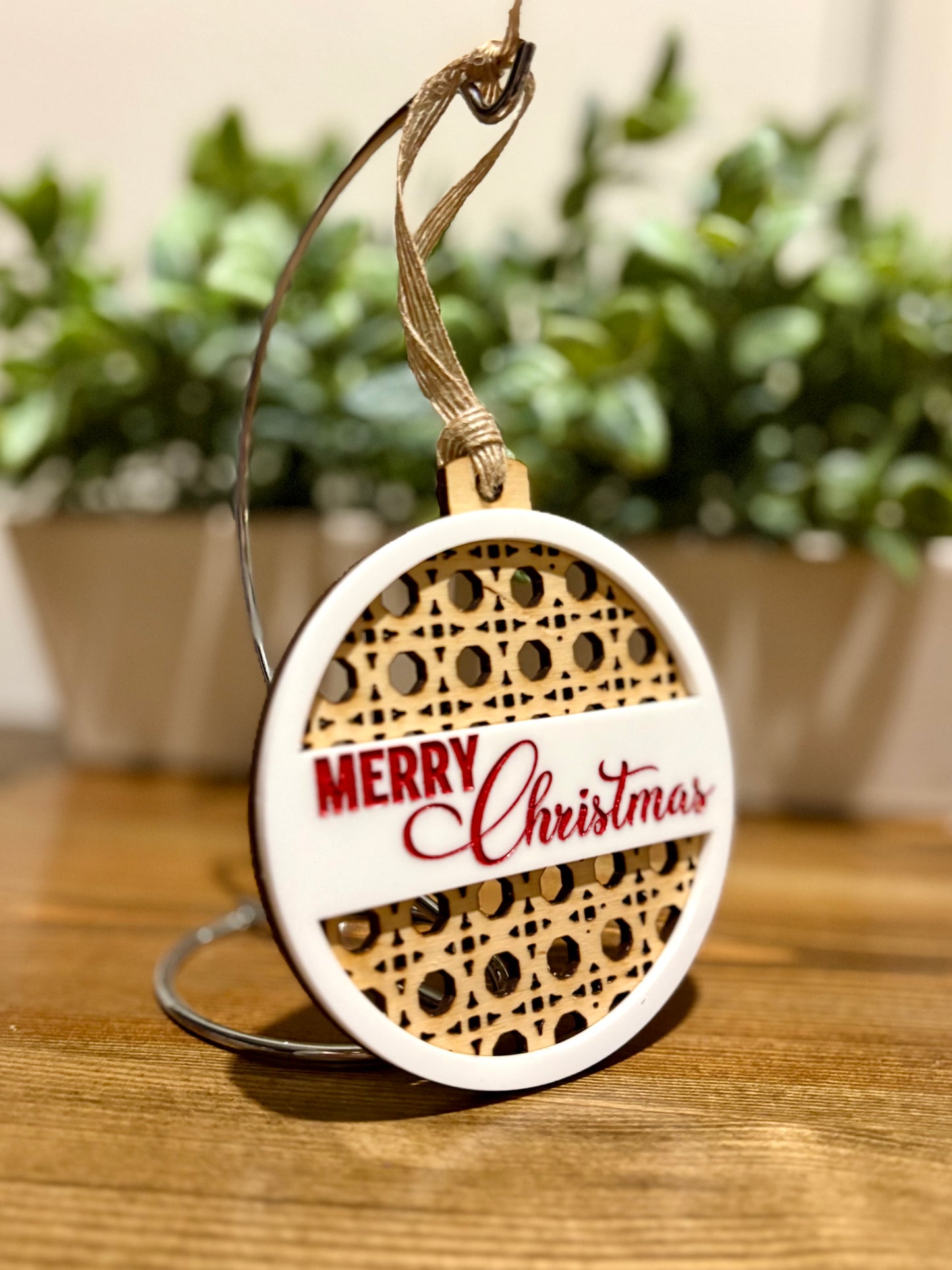 Rattan Merry Christmas Ornament