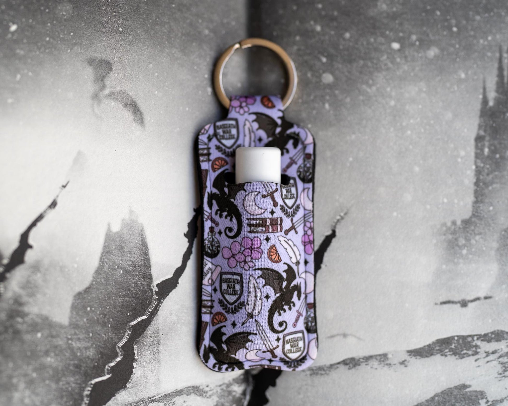 Dragon Fantasy Bookish Lip Balm Holder Keychain – Stylish &amp; Practical Accessory - Bookish Gifts