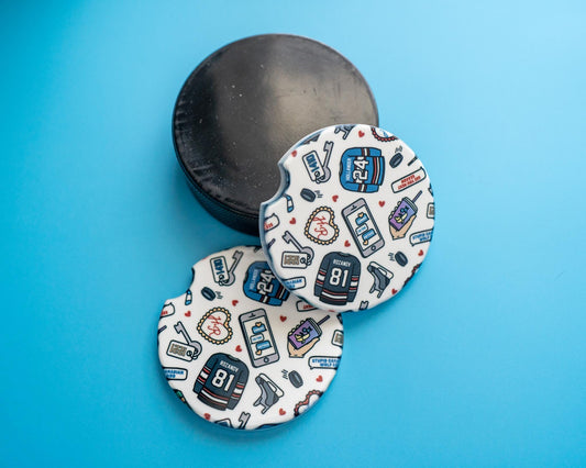 Rivals to Lovers Hockey Romance Ceramic Car Coasters: Book Lover Gift, Set of 2