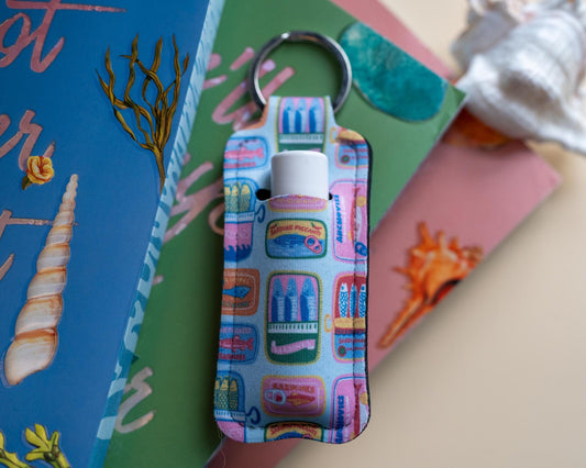 Sardine Lip Balm Holder Keychain: Coastal Summer Accessory