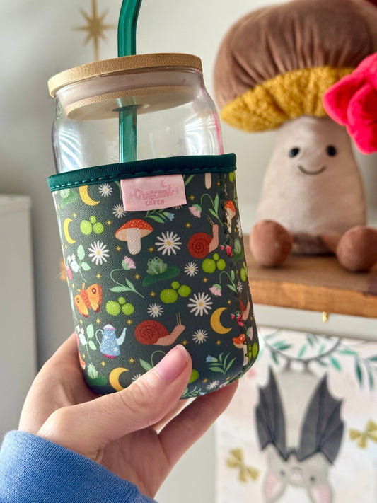 Cottagecore Whimsical Iced Coffee Sleeve, Garden Vibes